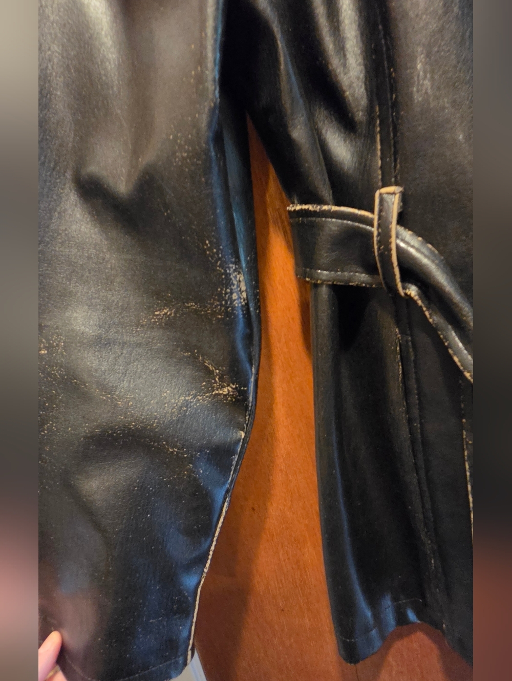 Xhilaration Black Faux Leather Belted Jacket SzXL - Picture 7 of 9